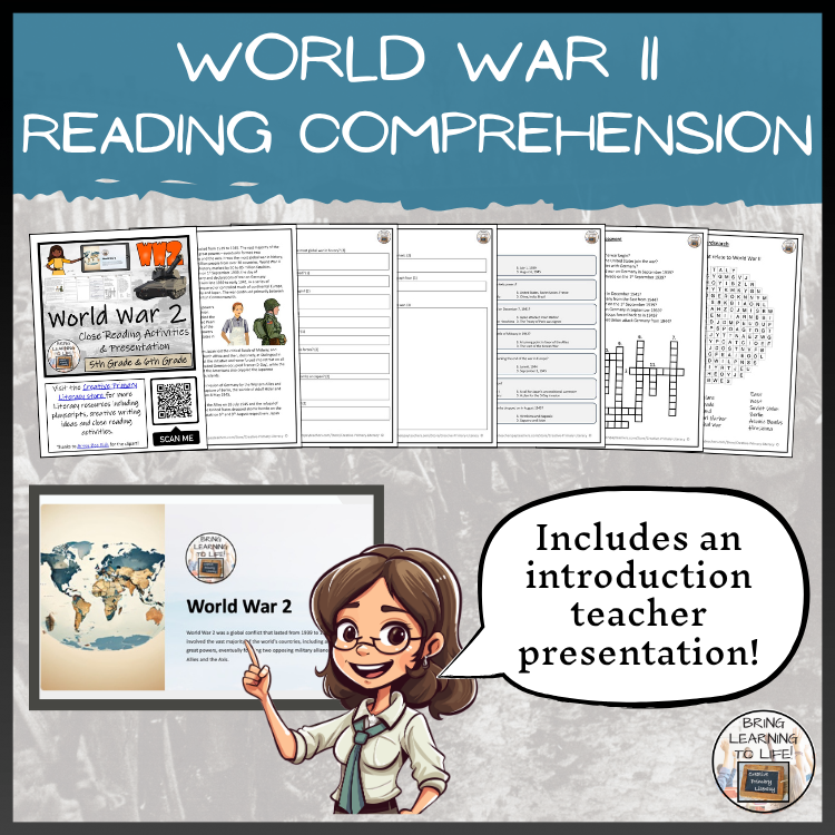 World War II Close Reading Passage & Comprehension Activities | 5th–6th Grade