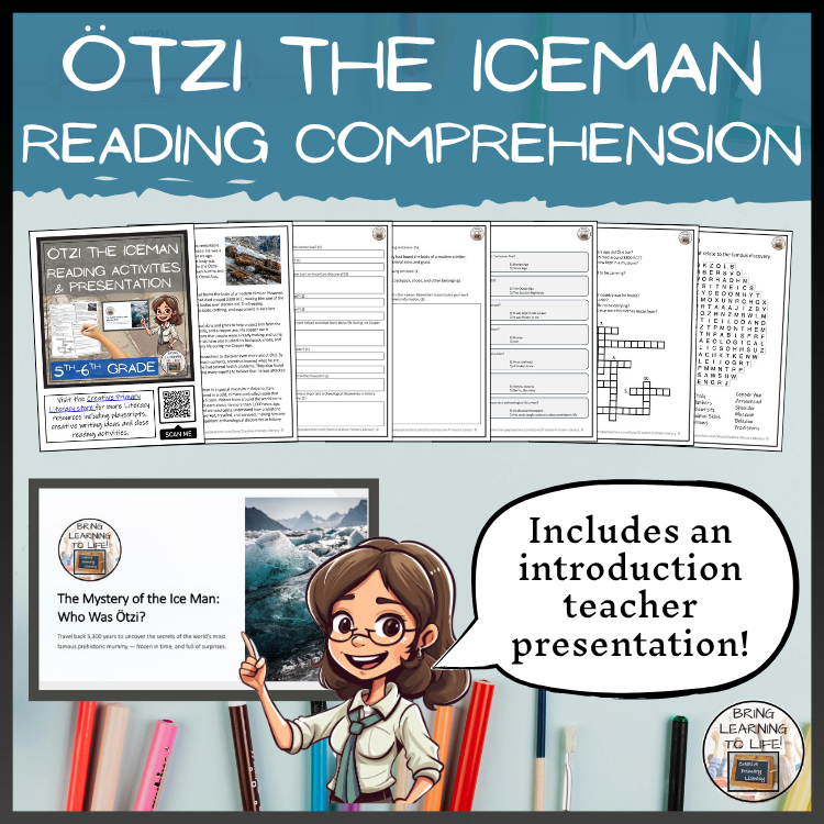 Ötzi the Iceman Close Reading Comprehension Activities | 5th-6th Grade
