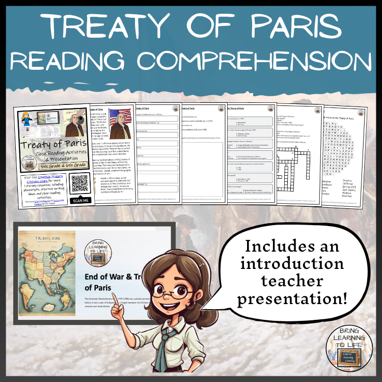 Treaty of Paris Close Reading Comprehension Activity | 5th Grade & 6th Grade