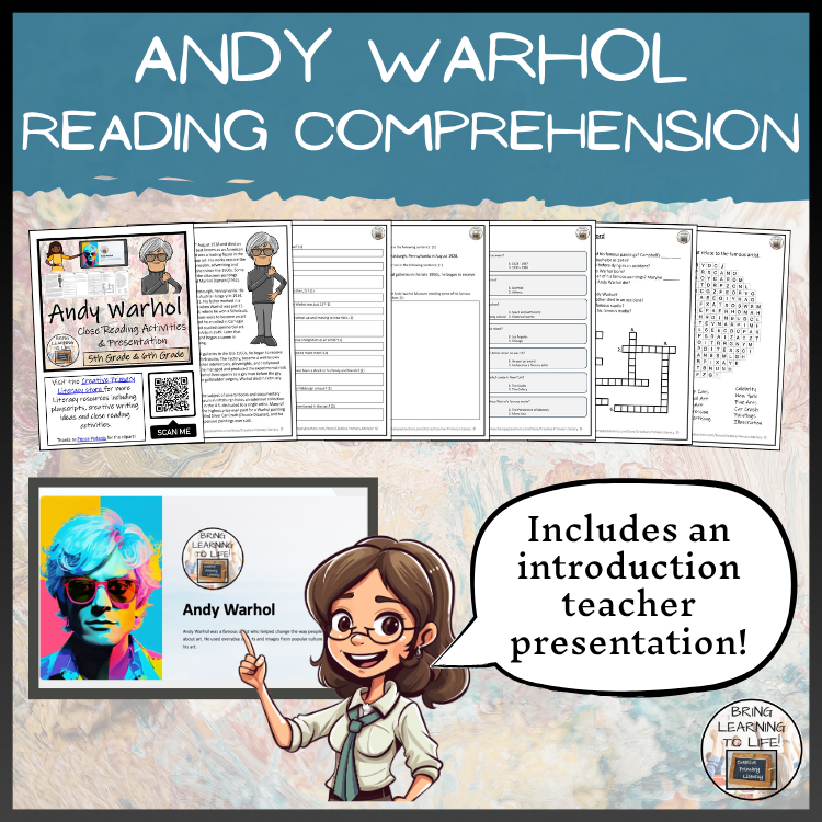 Andy Warhol Close Reading Comprehension Activities | 5th Grade & 6th Grade