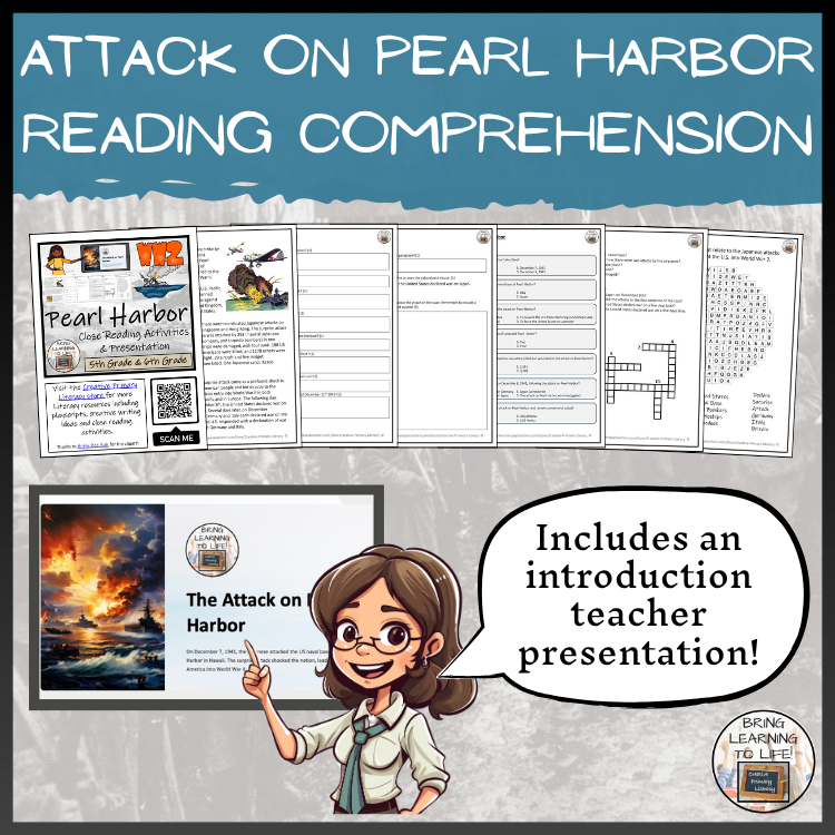 Attack on Pearl Harbor Close Reading Comprehension Activity | 5th & 6th Grade