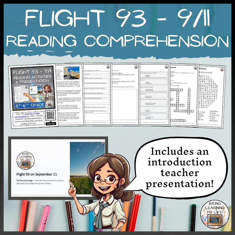 Flight 93 Reading Comprehension Activities | September 11 9/11 | 5th & 6th Grade