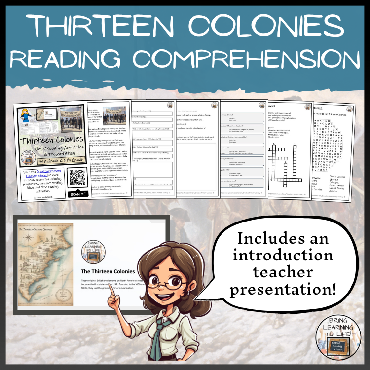 Thirteen Colonies Close Reading Comprehension | 5th Grade & 6th Grade