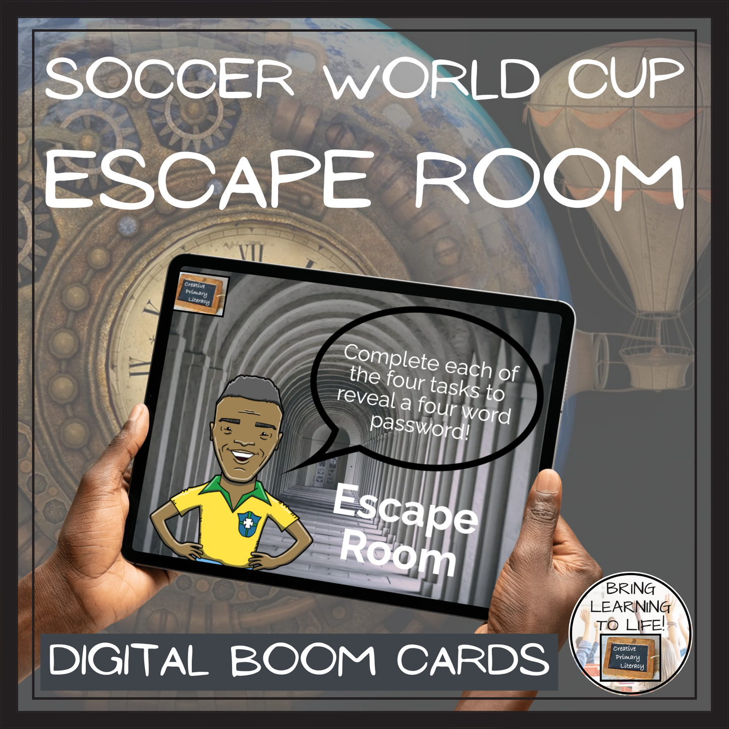 Soccer World Cup BOOM Cards Escape Room | Digital Reading Activity