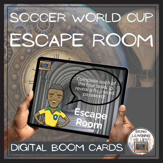 Soccer World Cup BOOM Cards Escape Room | Digital Reading Activity