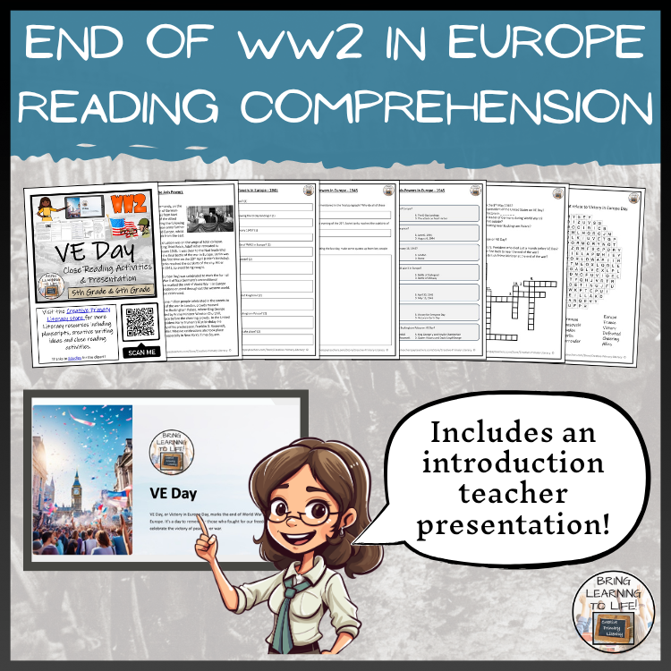 VE Day Close Reading Comprehension Activity | 5th Grade & 6th Grade