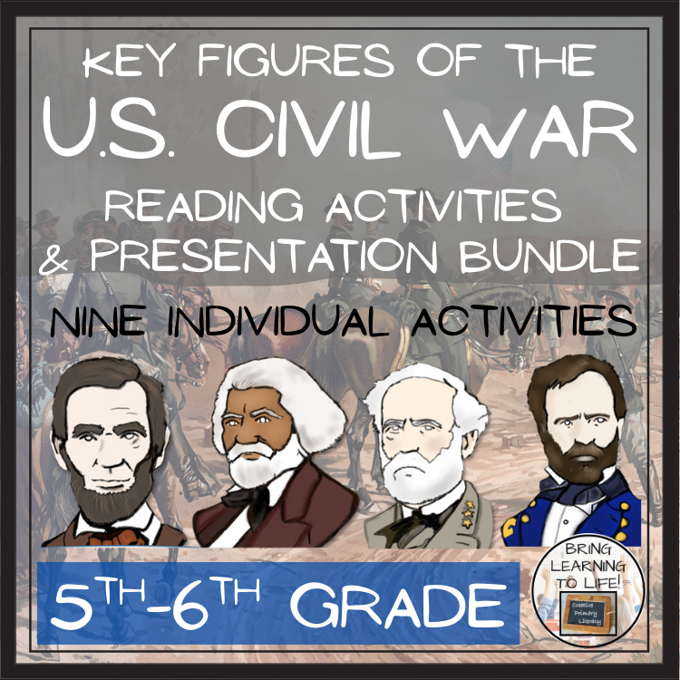 American Civil War Key Figures Close Reading Activity Bundle | 5th & 6th Grade
