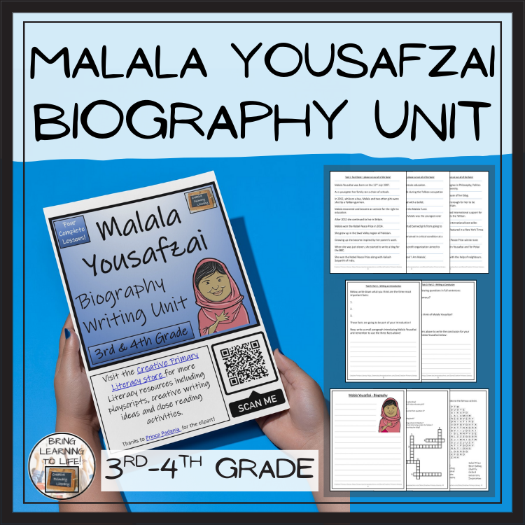 Malala Yousafzai Biography Project & Writing Unit | 3rd Grade & 4th Grade