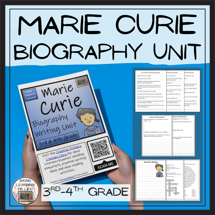 Marie Curie Biography Project & Writing Unit | 3rd Grade & 4th Grade