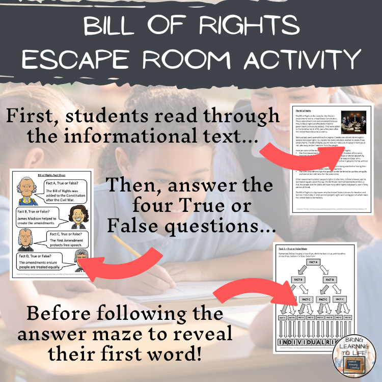Bill of Rights Escape Room | Social Studies & History Activity