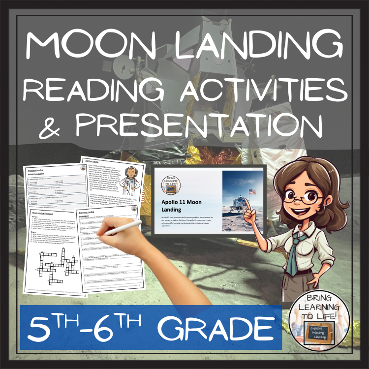 Moon Landing Close Reading Comprehension Activity | 5th Grade & 6th Grade