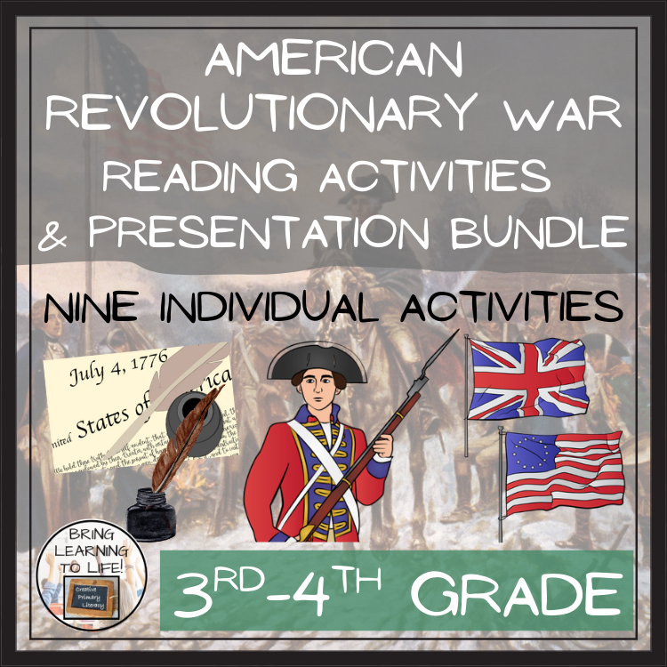 American Revolutionary War Close Reading Comprehension Bundle | 3rd & 4th Grade
