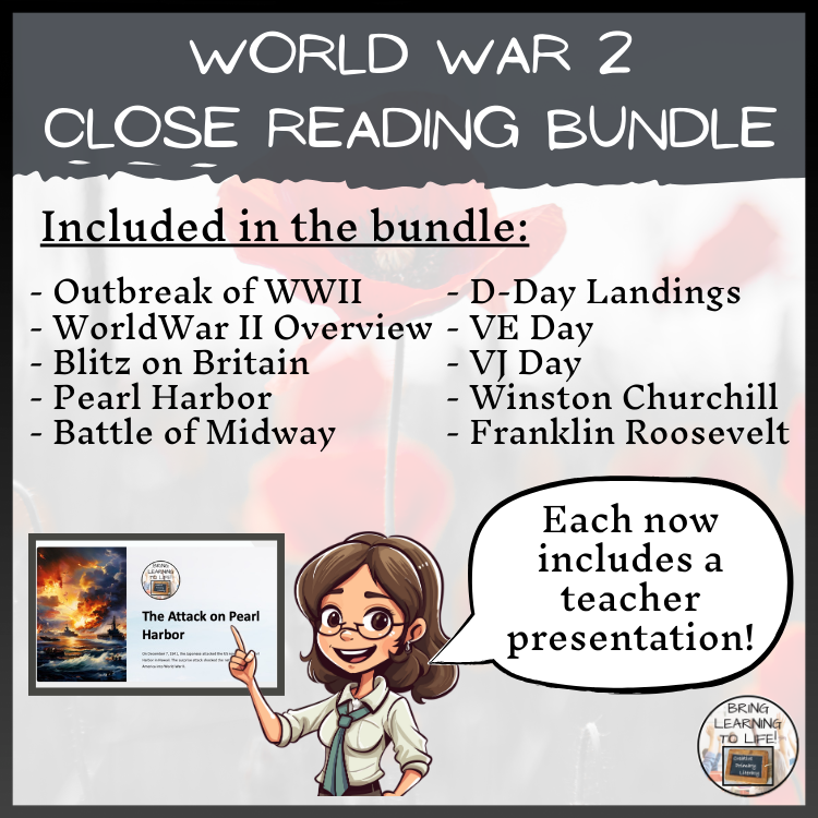 World War II Close Reading Comprehension Bundle | 3rd Grade & 4th Grade