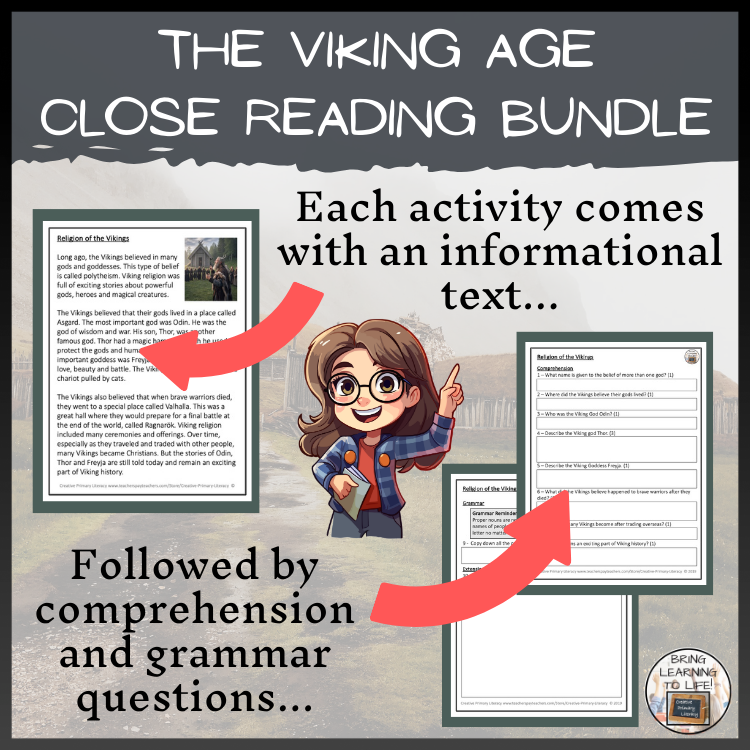 The Viking Age Close Reading Comprehension Bundle | 3rd Grade & 4th Grade
