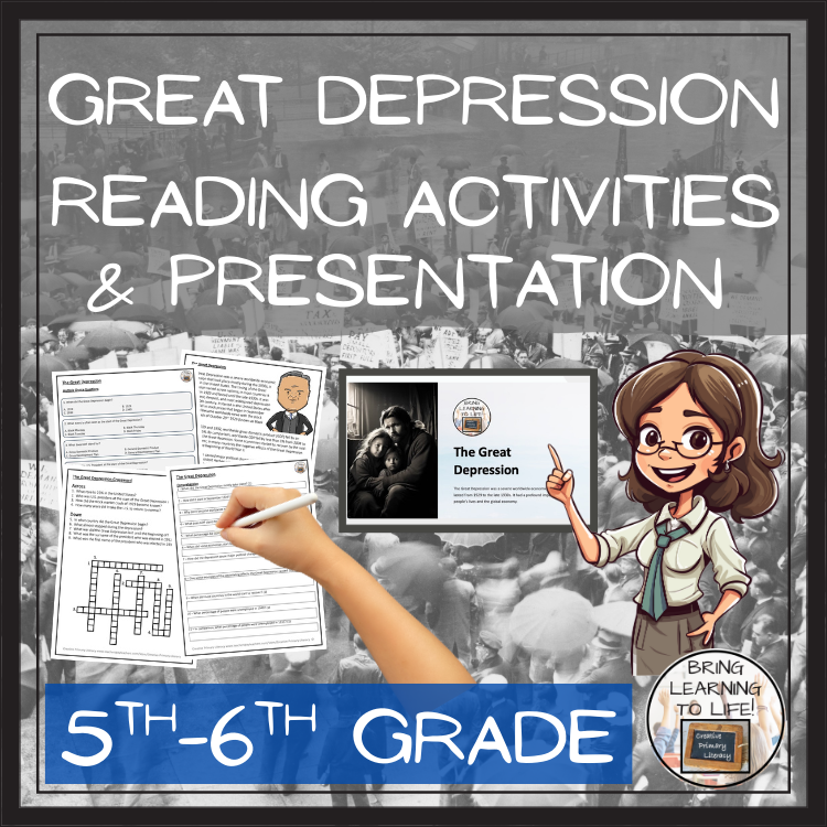 Great Depression Close Reading Comprehension Activities | 5th Grade & 6th Grade