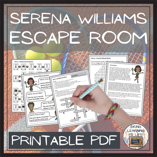 Serena Williams Escape Room | Social Studies & Sports Activity
