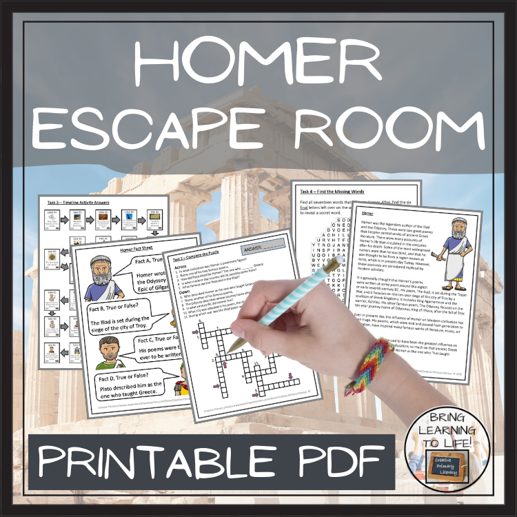 Homer of Ancient Greece Escape Room | Social Studies & Ancient History Activity