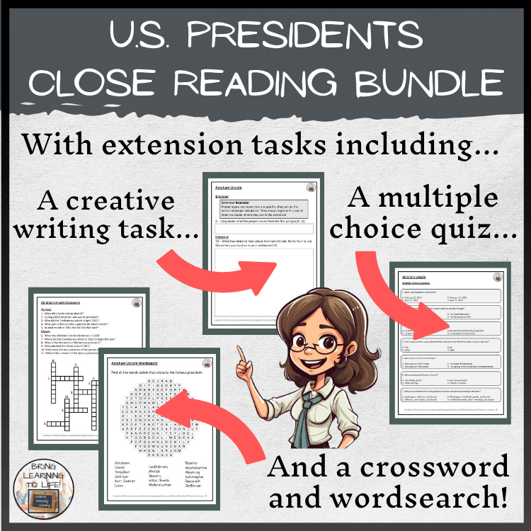 American Presidents Close Reading Comprehension Mega Bundle | 3rd-4th Grade