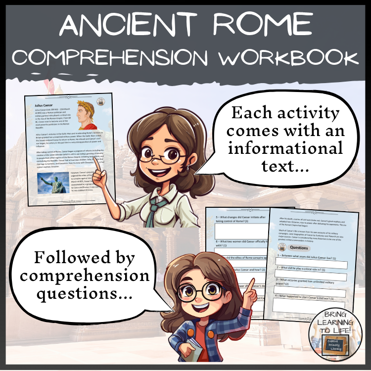 Ancient Rome Reading Comprehension Workbook | 5th-6th Grade