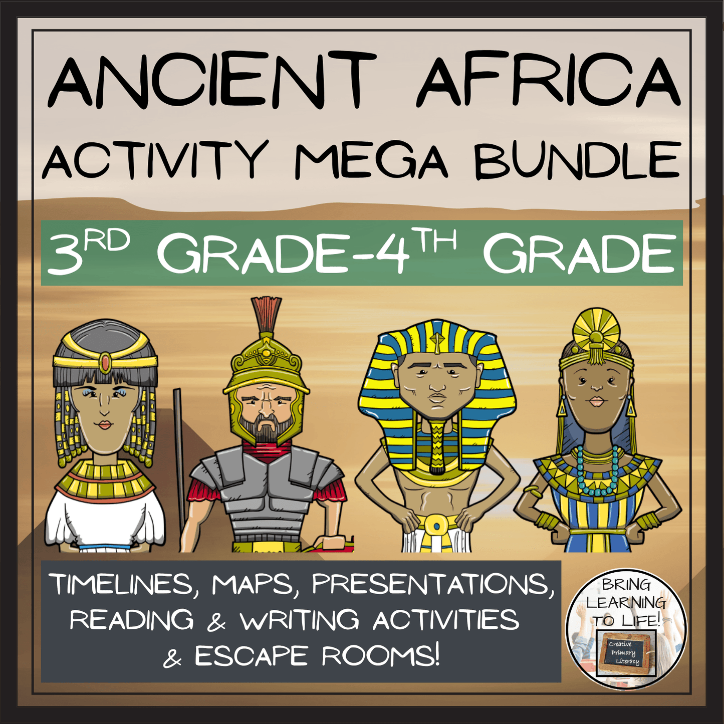 Ancient Africa Social Studies Mega Bundle | 3rd & 4th Grade featuring timelines, maps, and reading activities.