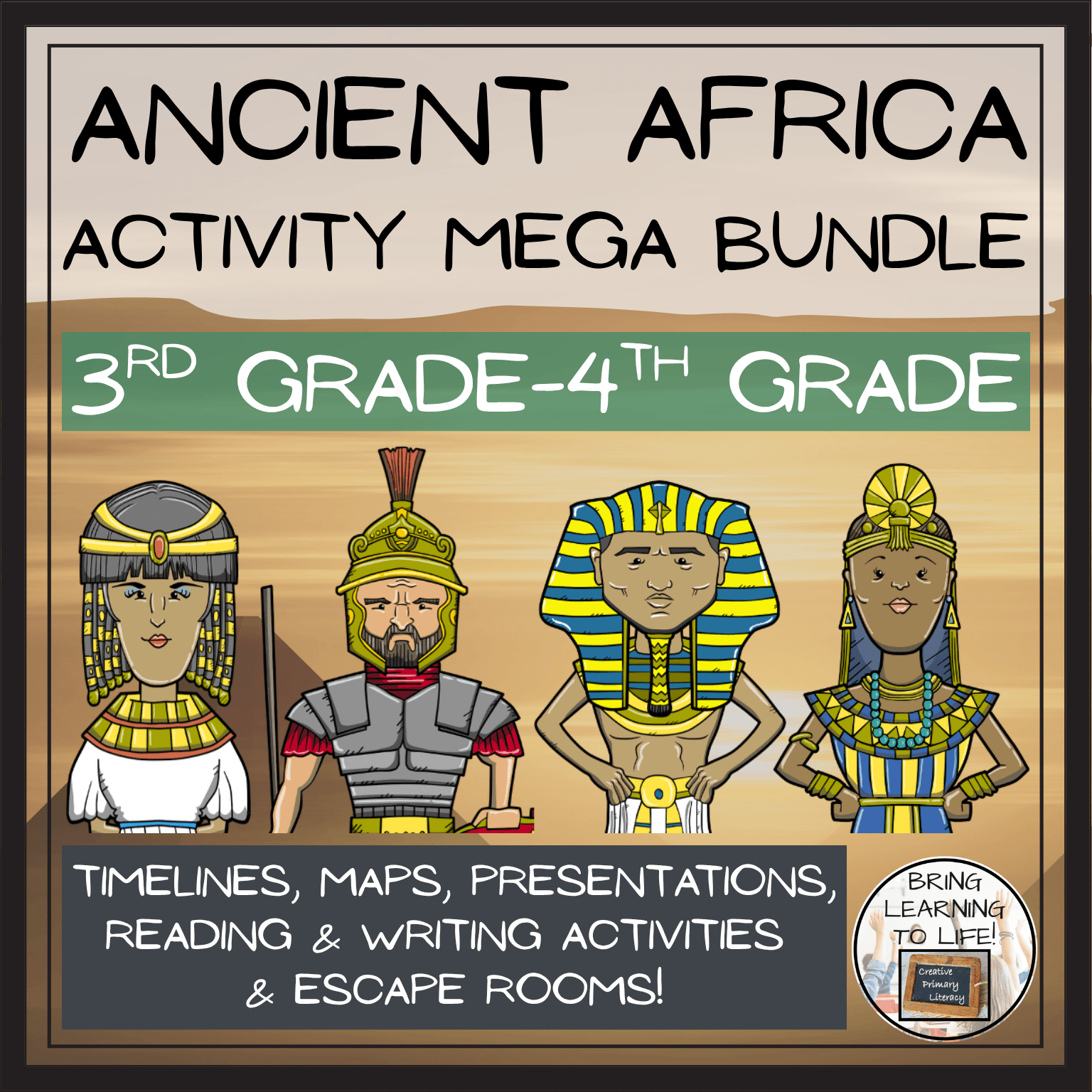 Ancient Africa Social Studies Mega Bundle | 3rd & 4th Grade featuring timelines, maps, and reading activities.