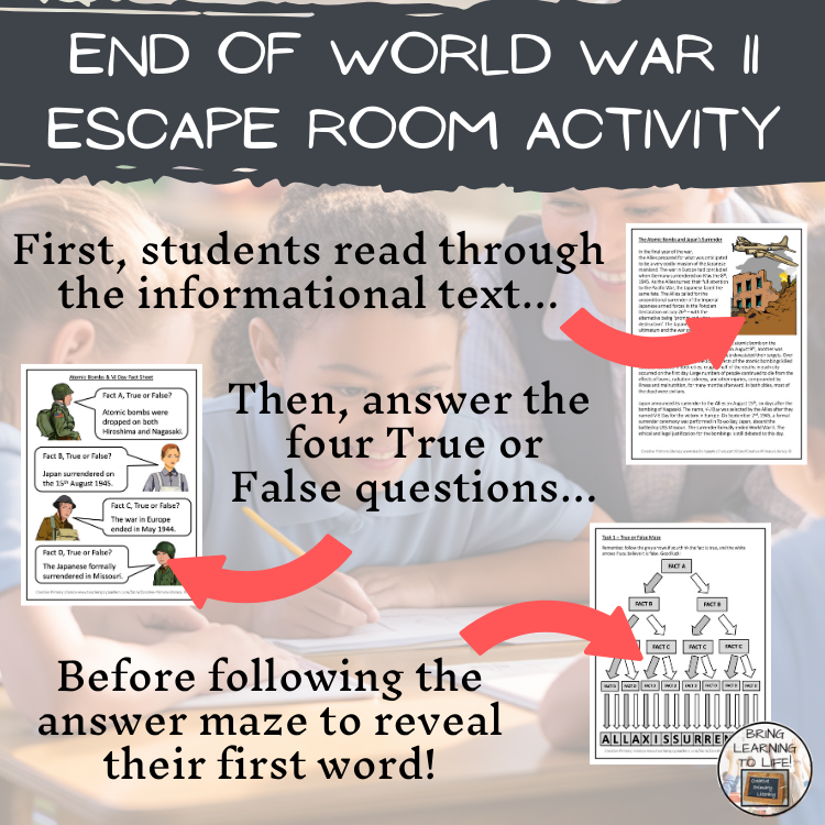 Atomic Bombs and VJ Day Escape Room | Social Studies & History Activity