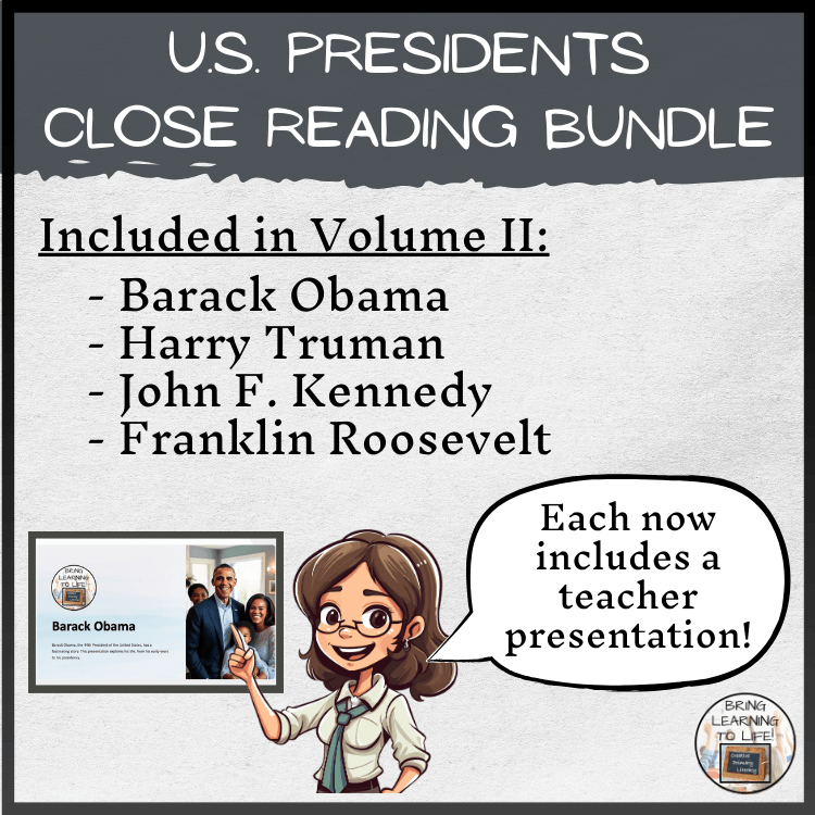 U.S. Presidents Volume 2 Close Reading Activity Bundle | 5th Grade & 6th Grade