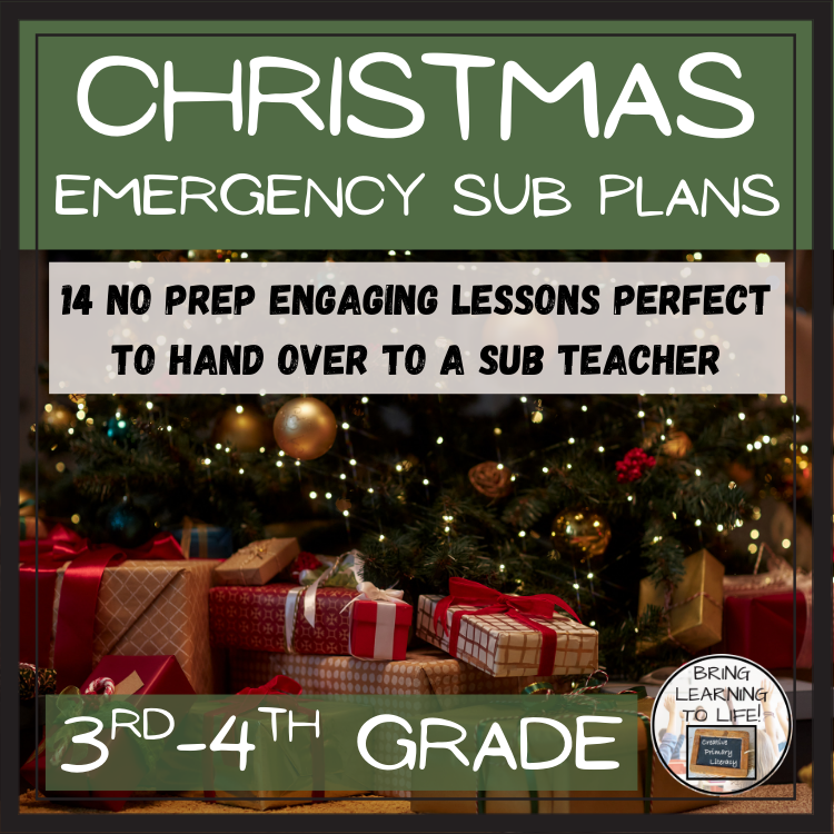 Emergency Sub Plans | Christmas Bundle | 3rd Grade & 4th Grade