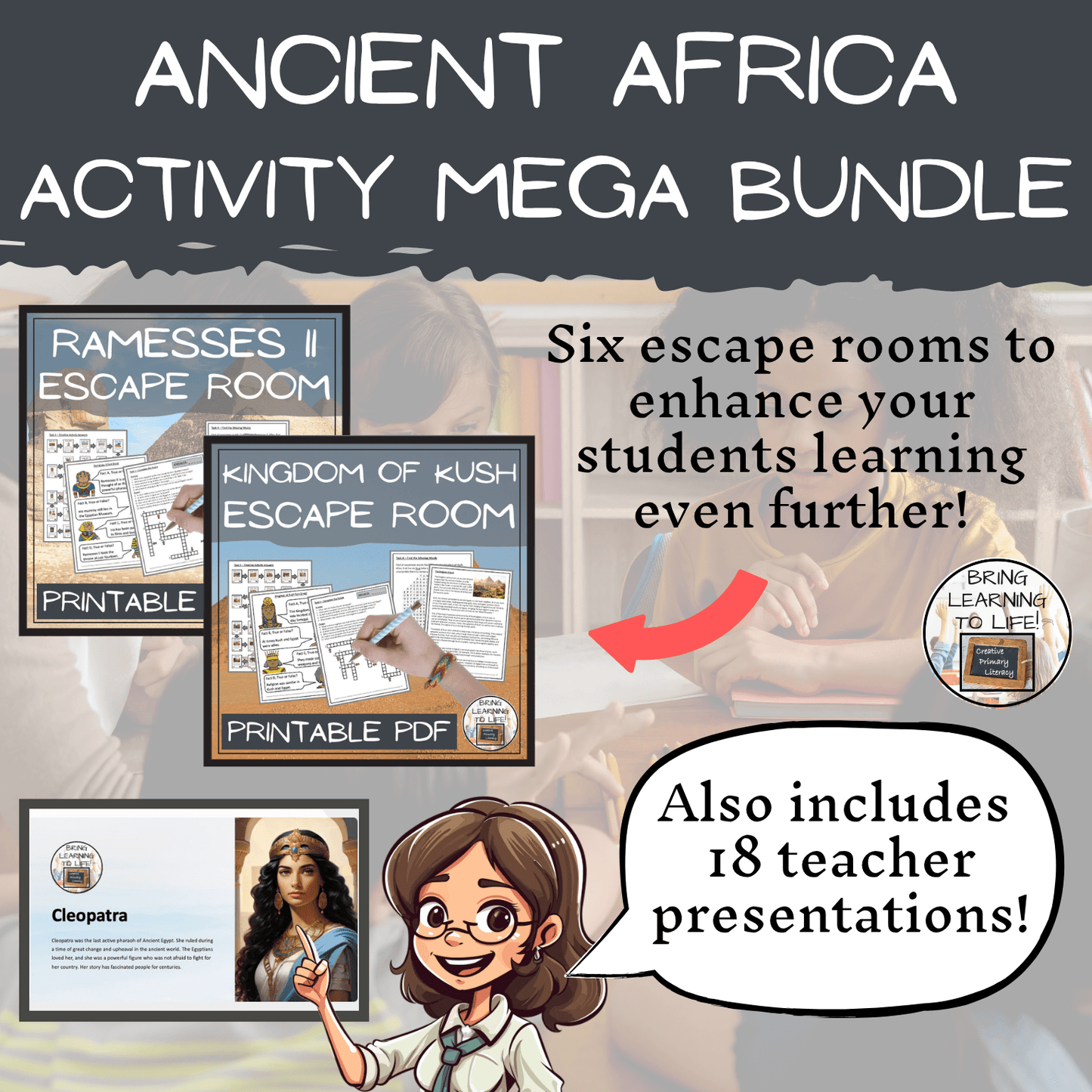 Ancient Africa Social Studies Mega Bundle | 3rd & 4th Grade features six escape rooms to enhance student learning.