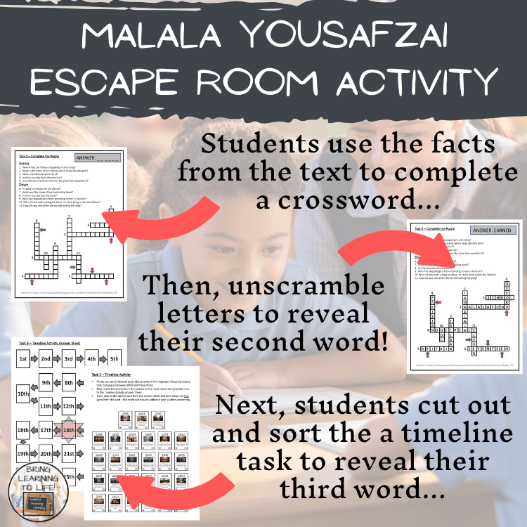 Malala Yousafzai Escape Room | Social Studies & History Activity, showcasing student engagement in interactive learning activities.
