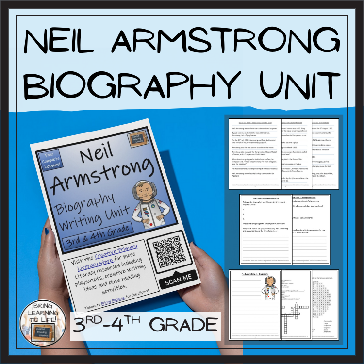 Neil Armstrong Biography Project & Writing Unit | 3rd Grade & 4th Grade