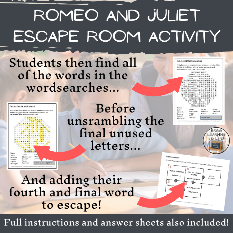 Romeo and Juliet Escape Room | Social Studies & History Activity