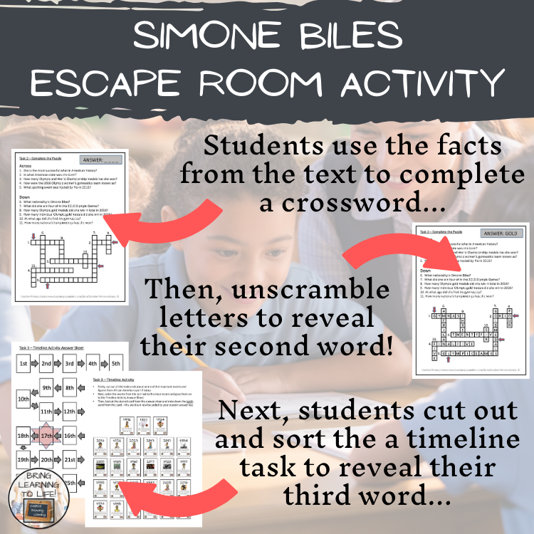 Simone Biles Escape Room | Social Studies & Sports Activity