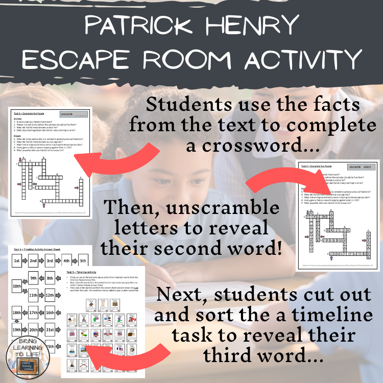 Patrick Henry Escape Room | Social Studies & History Activity