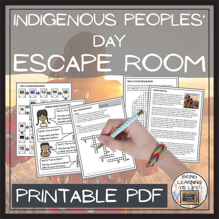 Indigenous Peoples’ Day Escape Room | Social Studies & ELA Activity
