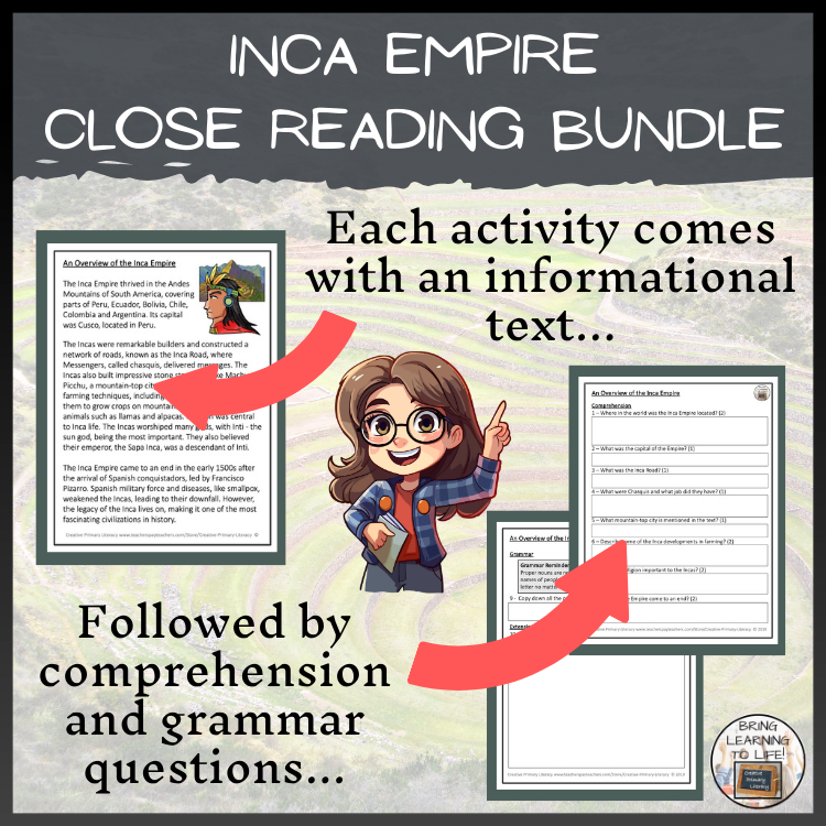 Inca Empire Close Reading Comprehension Bundle | 3rd Grade & 4th Grade
