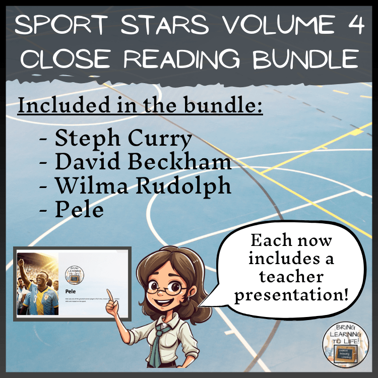 Sport Stars Volume 4 Close Reading Comprehension Bundle | 3rd & 4th Grade