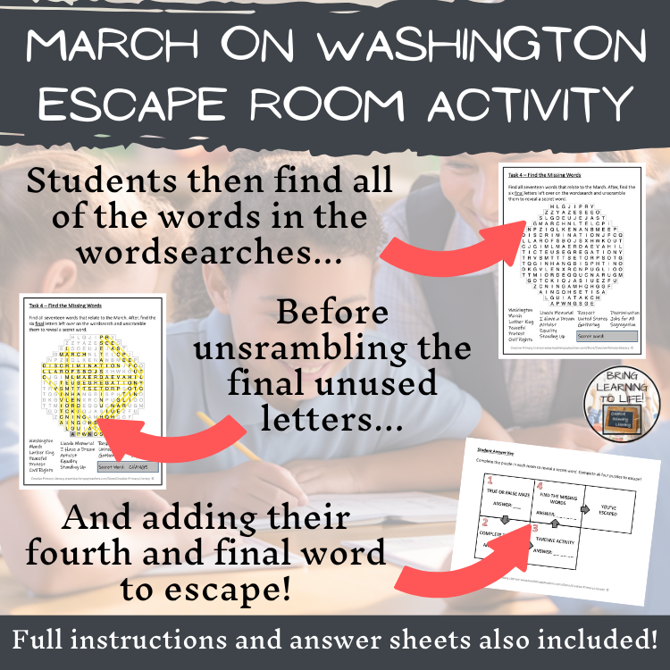 March on Washington Escape Room | Social Studies & History Activity