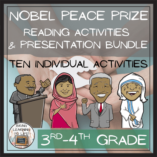 Nobel Peace Prize & Winners Close Reading Comprehension Bundle | 3rd & 4th Grade