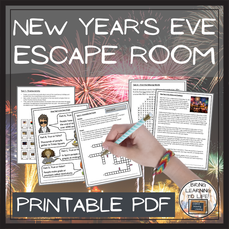 New Year's Eve Escape Room Activity | Social Studies & History Activity