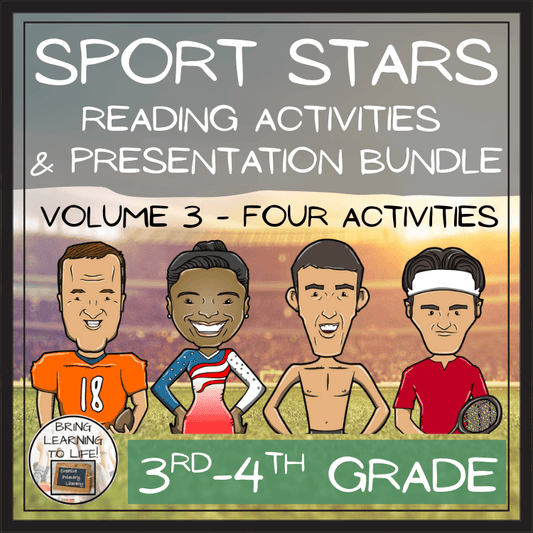 Sport Stars Volume 3 Close Reading Comprehension Bundle | 3rd & 4th Grade