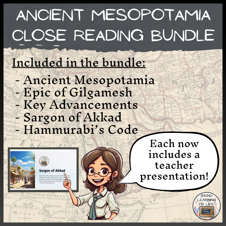 Ancient Mesopotamia Close Reading Comprehension Bundle | 3rd Grade & 4th Grade