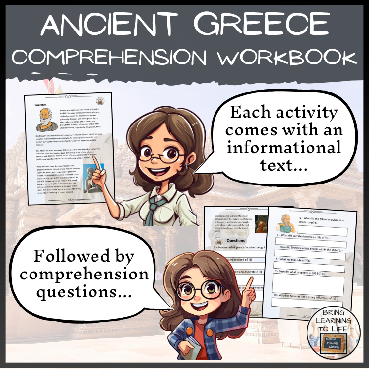 Ancient Greece Reading Comprehension Workbook | 5th-6th Grade