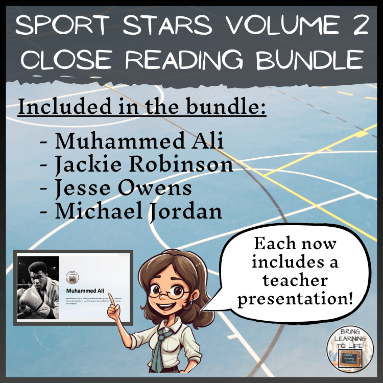 Sport Stars Volume 2 Close Reading Comprehension Bundle | 3rd & 4th Grade