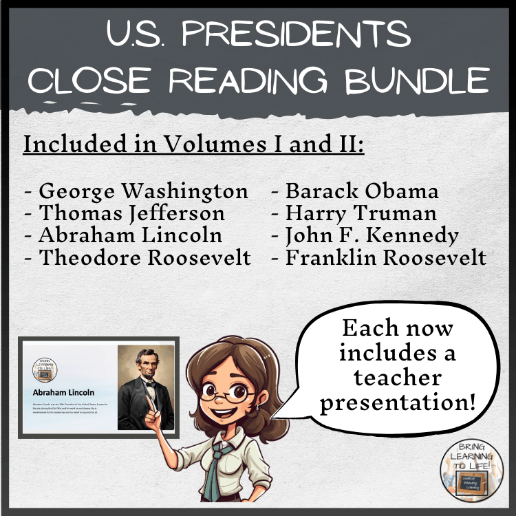 U.S. Presidents Volumes 1 & 2 Close Reading Bundles | 5th Grade & 6th Grade
