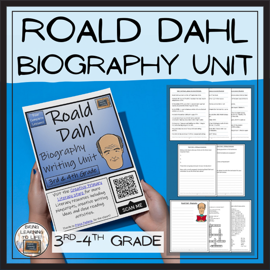 Roald Dahl Biography Project & Writing Unit | 3rd Grade & 4th Grade