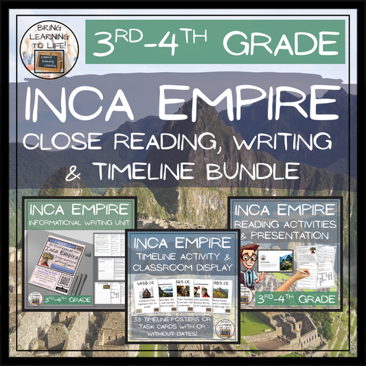Inca Empire Close Reading, Writing & Timeline Bundle | 3rd–4th Grade