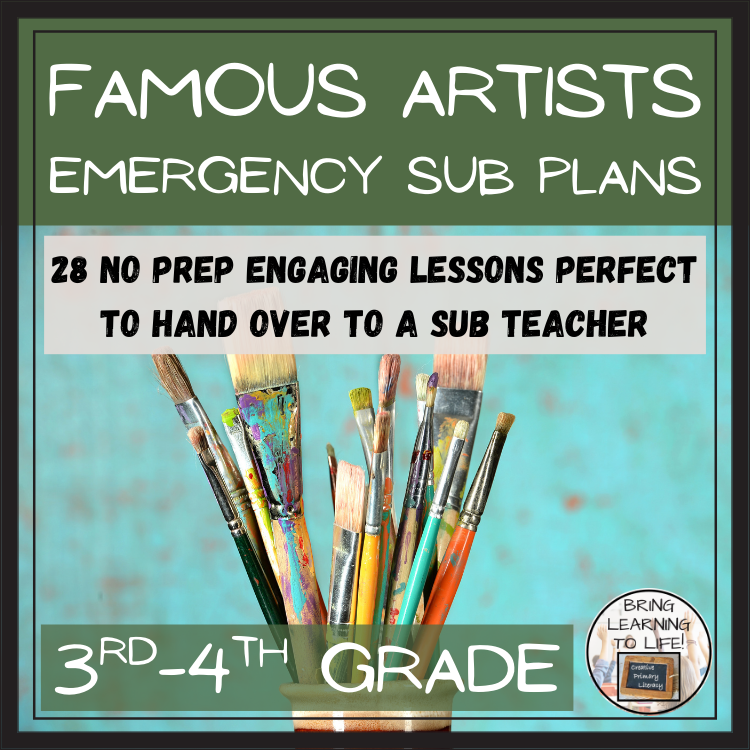 Emergency Sub Plans | Famous Artists Bundle | 3rd Grade & 4th Grade