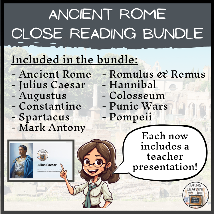 Ancient Rome Close Reading Comprehension Activity Bundle | 3rd Grade & 4th Grade