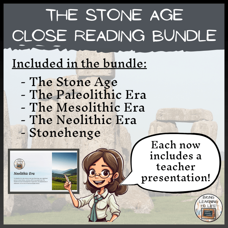 Stone Age Close Reading Comprehension Bundle | 3rd Grade & 4th Grade